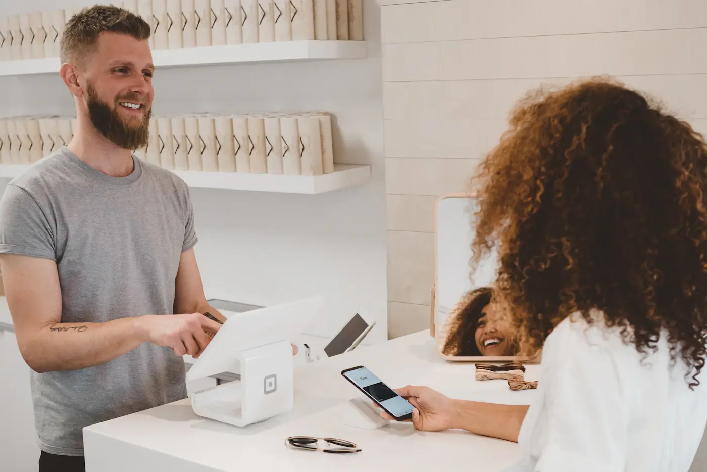 A customer completing an online retail payment