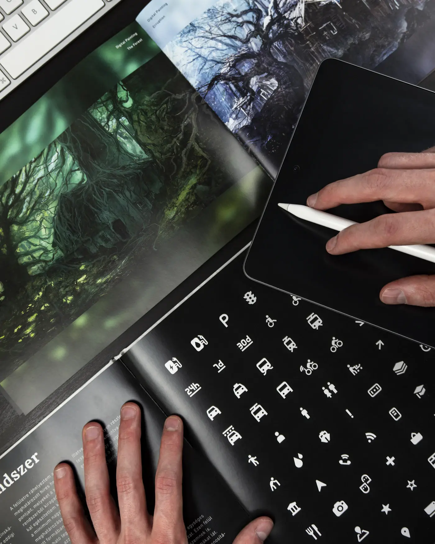 A designer working on a visual website layout
